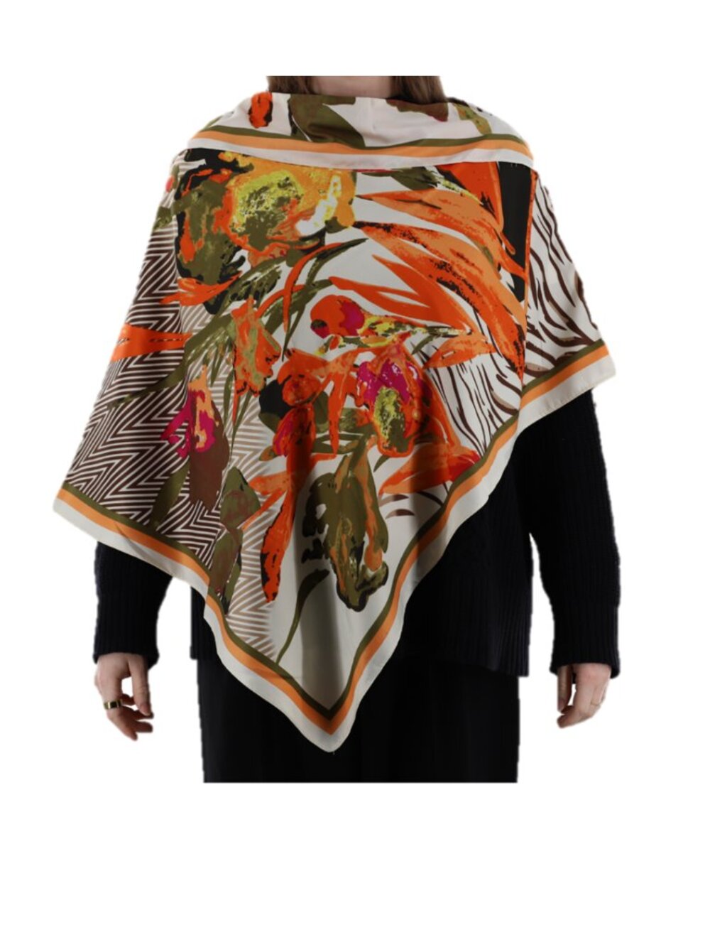 Lightweight Chevron Print Poncho